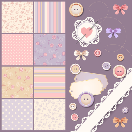 Elements and backgrounds for scrapbooking designのイラスト素材