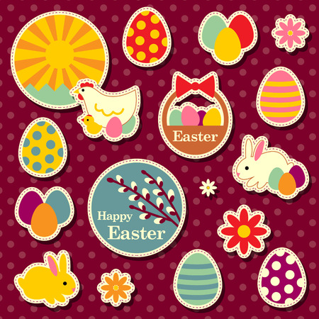 Set of easter labels for design and decorationのイラスト素材