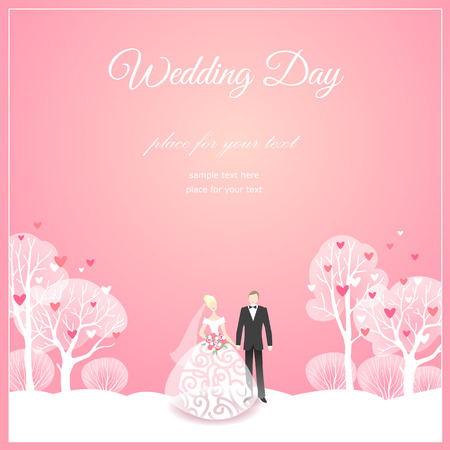Bride and groom in romantic park wedding card
のイラスト素材