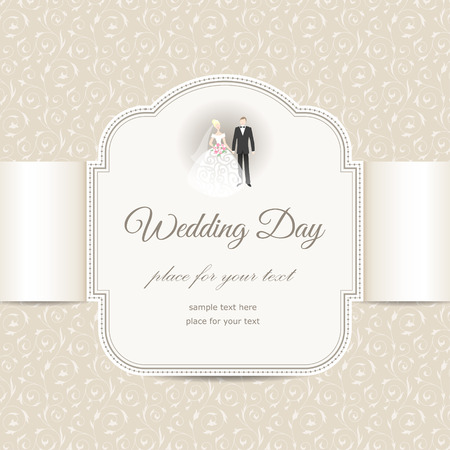 Invitation label on floral background. Elegant card for your wedding
のイラスト素材