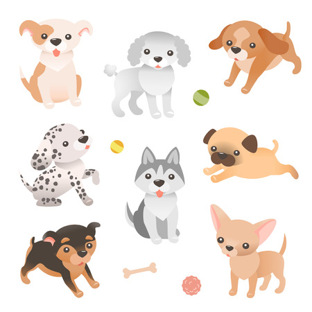 Set of dog characters. Cute icons for design. のイラスト素材