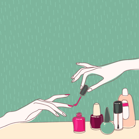 Nail art salon concept background illustrationのイラスト素材