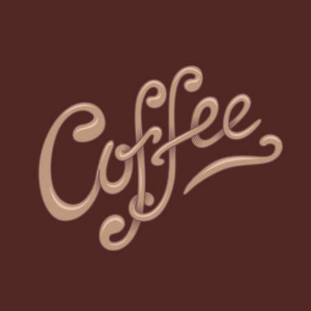Typographic for cafe design. Lettering coffee on brown background.のイラスト素材