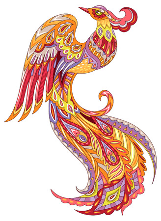 The Phoenix firebird. Colorful illuatration isolated on white backgroundのイラスト素材