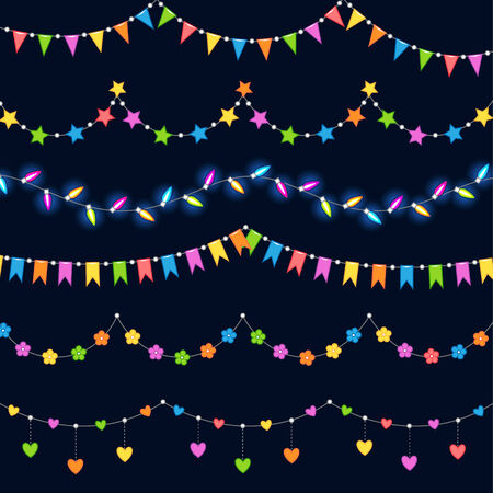Set of color garlands for holiday decoration. Illustration for your designのイラスト素材