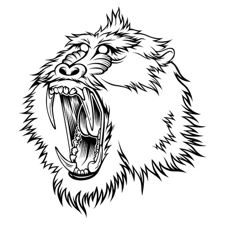 Stylized head of aggressive monkey Illustrationのイラスト素材
