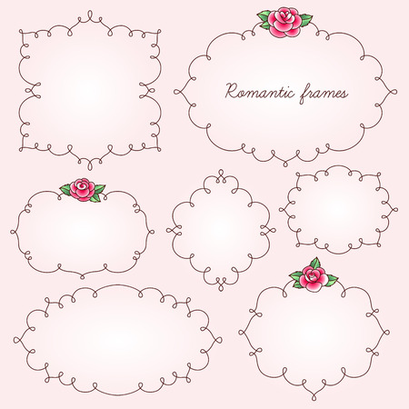 The romantic vintage frames with flowers for wedding card and other designのイラスト素材