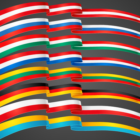 Set of borders in the form of striped flags of different countriesのイラスト素材