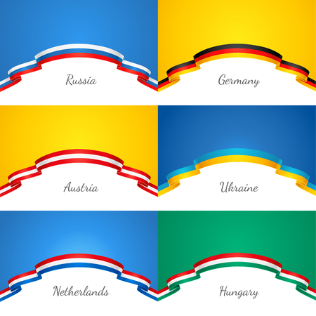 Set of patriotic backgrounds with a border in the form of a flagsのイラスト素材