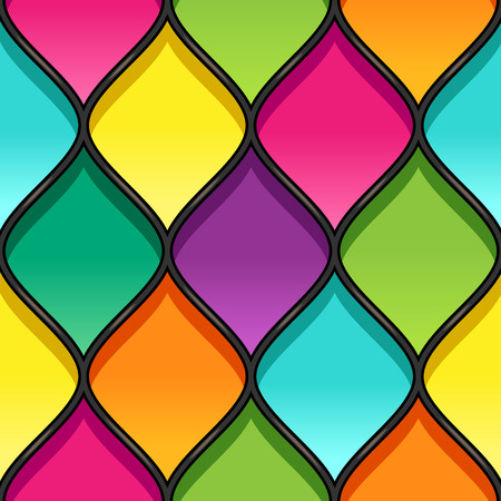 Multicolor stained glass with black partitions. Seamless geometric pattern for your designのイラスト素材