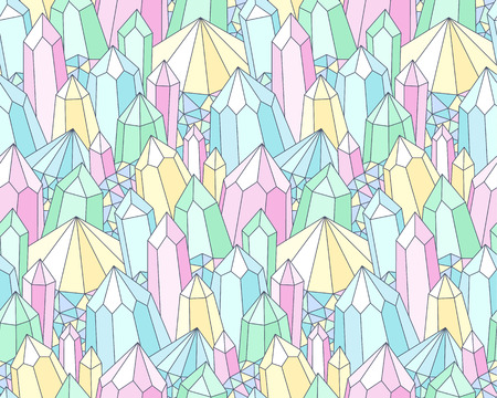 Geometric fantasy landscape with multicolor crystals. Abstract seamless pattern for design and textile 
のイラスト素材