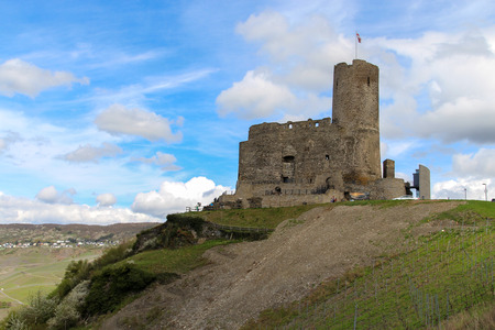 View at Landshut castle, the landmark of the city Bernkastel-Kues on river Moselle, Germanyのeditorial素材