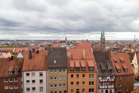 View from Nuremberg castle at the old city of Nuremberg, Bavaria, Germany in autunmのeditorial素材