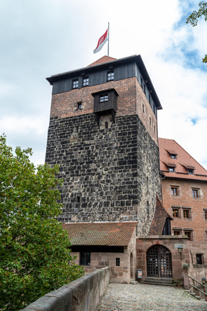 Historic tower and building of the Nuremberg castle, Bavaria, Germany  in autunm on a sunny dayのeditorial素材