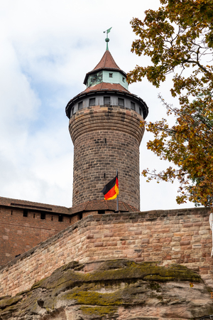 Historic tower and building of the Nuremberg castle, Bavaria, Germany  in autunm on a sunny dayのeditorial素材