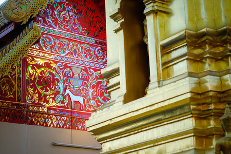 Wat Chaya Langka Chiangmai Thailand.Detailing and construction of a asian temple.の写真素材