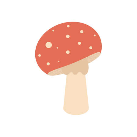 Red toxic mushroom isolated on white background. Amanita muscaria vector illustration.のイラスト素材