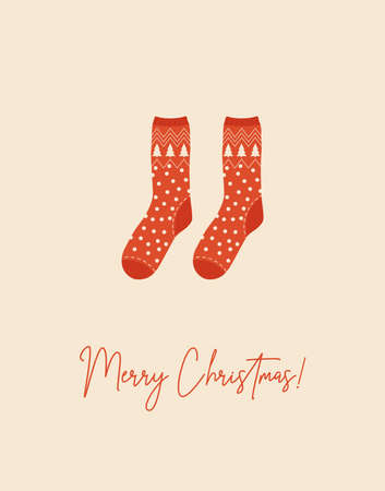 Winter holidays greeting card. Cute christmas socks.のイラスト素材