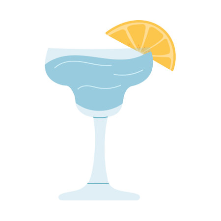 Glass with cocktail and orange. Vector illustration.のイラスト素材