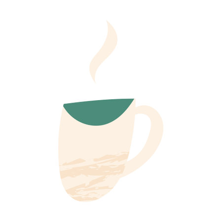 Simple cup hand drawn flat vector illustration isolated on white background. Hand drawn textured mug with hot tea, coffee or matcha.のイラスト素材