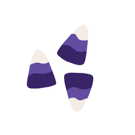 Purple candy corn, Halloween treats - cartoon flat vector illustration isolated on white background. Trick or treat concept. Sweet and delicious candy.のイラスト素材