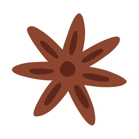 Hand drawn anise star in cute cartoon flat style, vector illustration isolated on white background. Aromatic seasoning and condiment, cooking ingredient.のイラスト素材
