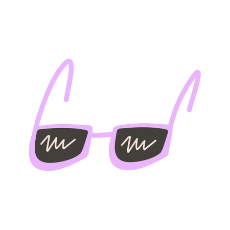 Cute hand drawn sunglasses, cartoon flat vector illustration isolated on white background. Summer accessory, sun protection.のイラスト素材