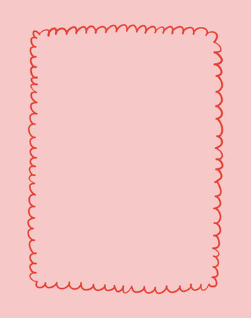 Frame in cute hand drawn style, vector illustration. Coquette border, great for wedding invitation designs or greeting cards. A4 format, frame with swirls in whimsical style.のイラスト素材