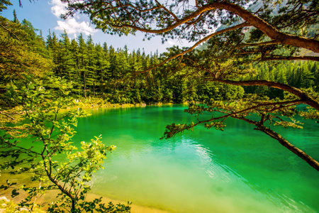 Green lake, Tragoess, Styriaの写真素材