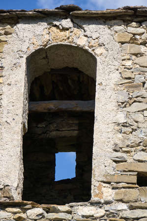 Escuain town, an old village, located in Hueca, Aragon, Spain. In a sunny dayの写真素材