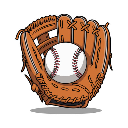 Baseball glove with ball on a white background, vector illustration.のイラスト素材