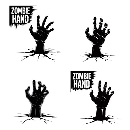 Zombie hand set. Vector illustration isolated on white background. Zombie hand.のイラスト素材