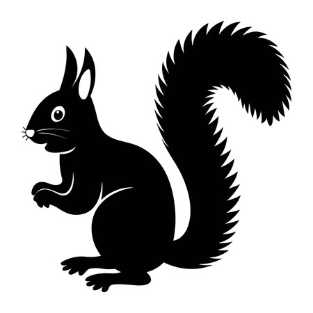 Squirrel black silhouette on white background. Vector illustration for your designのイラスト素材