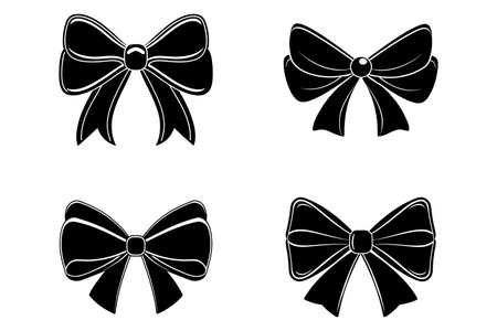 Set of black bows isolated on a white background. Vector illustration.のイラスト素材