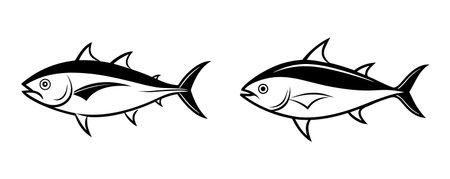 Tuna fish icon. Vector illustration isolated on white background. Fish silhouette.のイラスト素材
