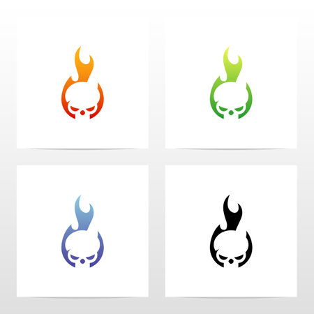 Skull On Fire Logo Designのイラスト素材