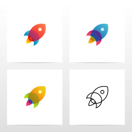 Colorful Transparent Rocket Logo Designのイラスト素材
