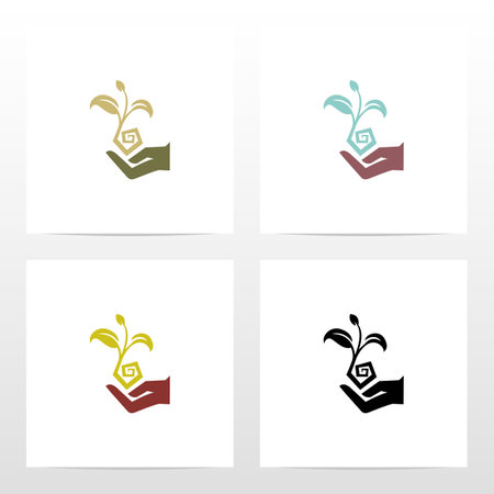 Hand Holding Plant Logo Designのイラスト素材
