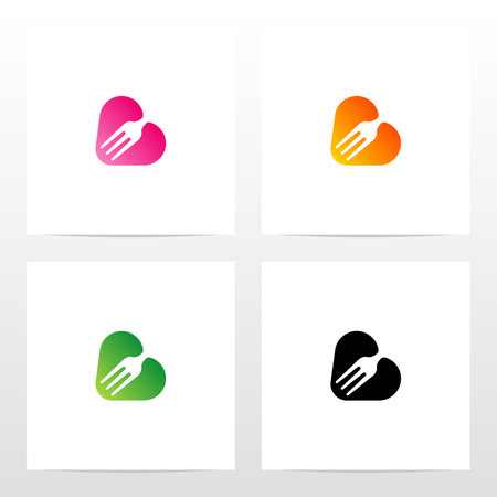Heart And Fork Logo Designのイラスト素材