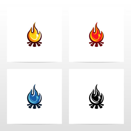 Outdoor Campfire Illustration Logo Designのイラスト素材