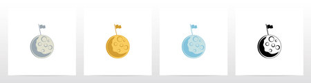 Flag On A Moon Logo Designのイラスト素材