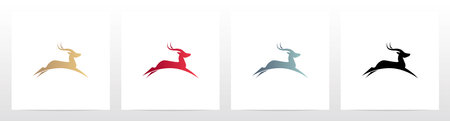 Deer Running & Jumping Logo Designのイラスト素材