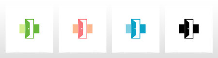 Cross With Opened Door In The Middle Logoのイラスト素材