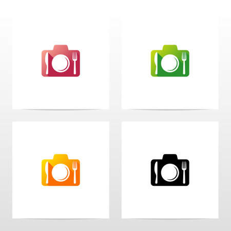 Camera With Spoon And Fork Logo Designのイラスト素材