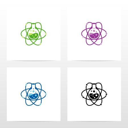 Atom Symbol With Florence Flask In The Middle Logo Designのイラスト素材