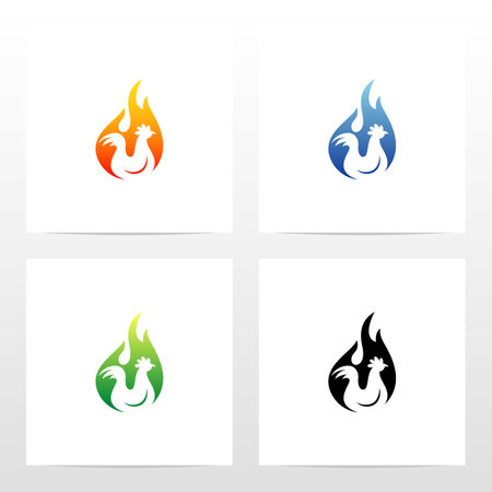Chicken On Fire Logo Designのイラスト素材