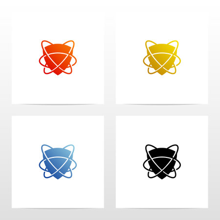 Shield Wrapped In Swoosh Lines Logo Designのイラスト素材