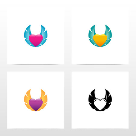 Heart With Wings Logo Designのイラスト素材