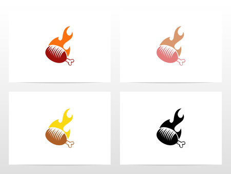 Meat On Fire Logo Designのイラスト素材