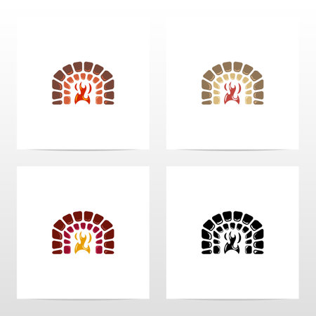Stone Brick Fireplace Logo Designのイラスト素材